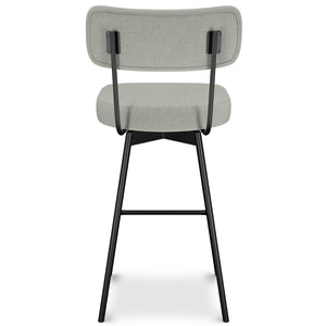 English Elm Giselle Upholstered Swivel Barstools Set of 2 with Grey Fabric and Black Metal Frame B136P529269