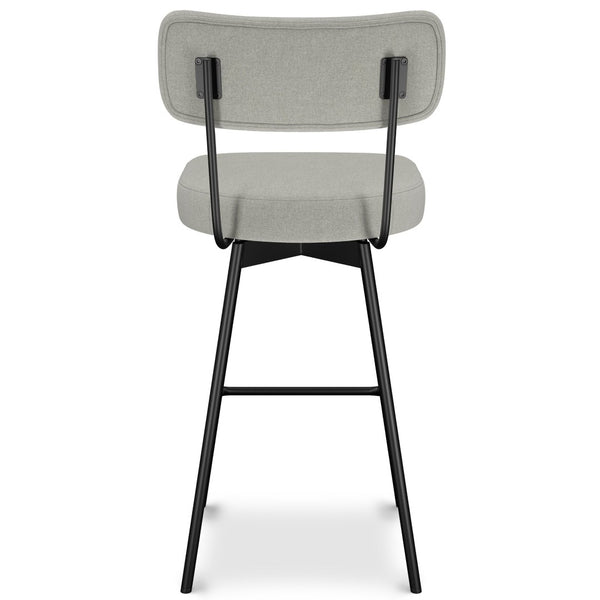 English Elm Giselle Upholstered Swivel Barstools Set of 2 with Grey Fabric and Black Metal Frame B136P529269