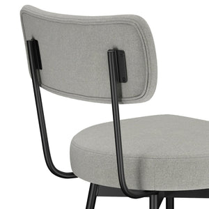 English Elm Giselle Upholstered Swivel Barstools Set of 2 with Grey Fabric and Black Metal Frame B136P529269