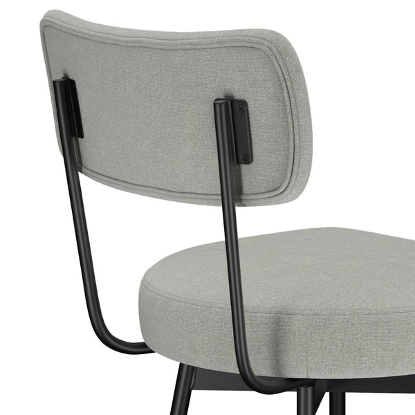 English Elm Giselle Upholstered Swivel Barstools Set of 2 with Grey Fabric and Black Metal Frame B136P529269