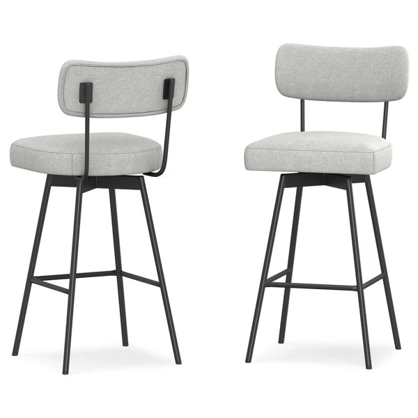 English Elm Giselle Upholstered Swivel Barstools Set of 2 with Grey Fabric and Black Metal Frame B136P529269