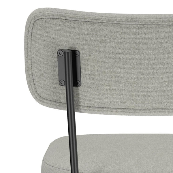 English Elm Giselle Upholstered Swivel Barstools Set of 2 with Grey Fabric and Black Metal Frame B136P529269