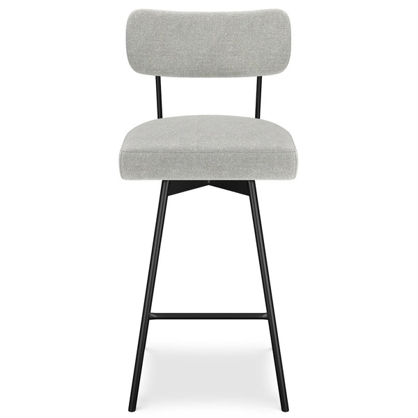 English Elm Giselle Upholstered Swivel Barstools Set of 2 with Grey Fabric and Black Metal Frame B136P529269
