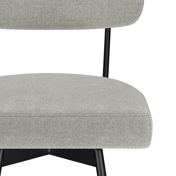 English Elm Giselle Upholstered Swivel Barstools Set of 2 with Grey Fabric and Black Metal Frame B136P529269