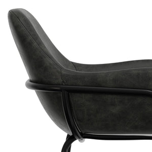 English Elm Mira Industrial Bar Stool Faux Leather Seat Matte Black Frame for Kitchen Islands B136P529270