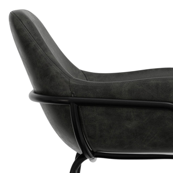 English Elm Mira Industrial Bar Stool Faux Leather Seat Matte Black Frame for Kitchen Islands B136P529270
