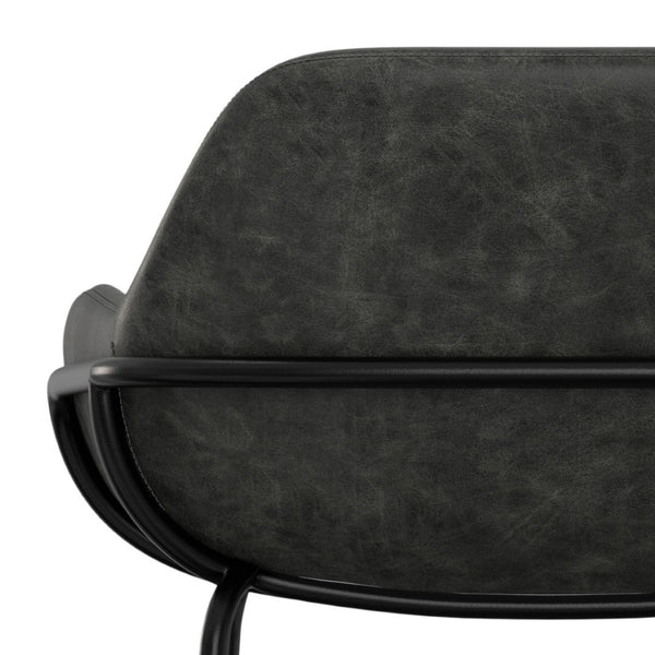 English Elm Mira Industrial Bar Stool Faux Leather Seat Matte Black Frame for Kitchen Islands B136P529270
