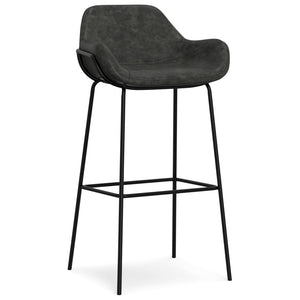English Elm Mira Industrial Bar Stool Faux Leather Seat Matte Black Frame for Kitchen Islands B136P529270