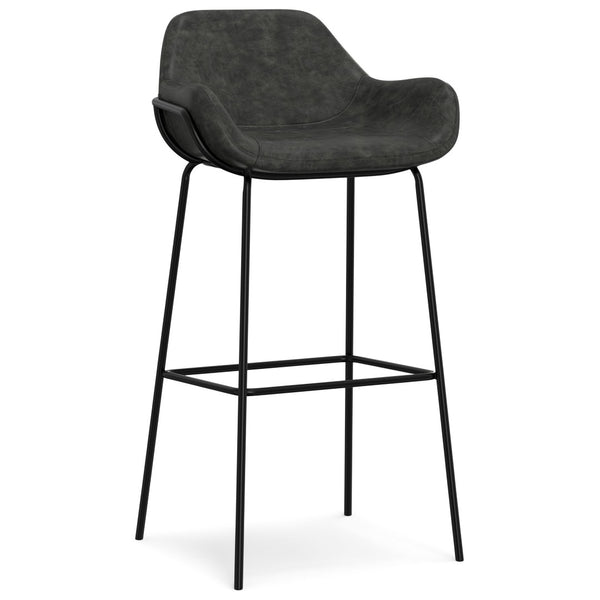 English Elm Mira Industrial Bar Stool Faux Leather Seat Matte Black Frame for Kitchen Islands B136P529270