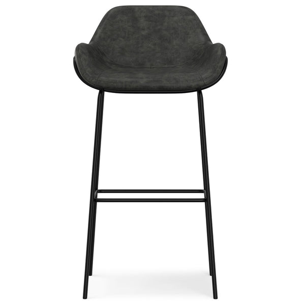 English Elm Mira Industrial Bar Stool Faux Leather Seat Matte Black Frame for Kitchen Islands B136P529270