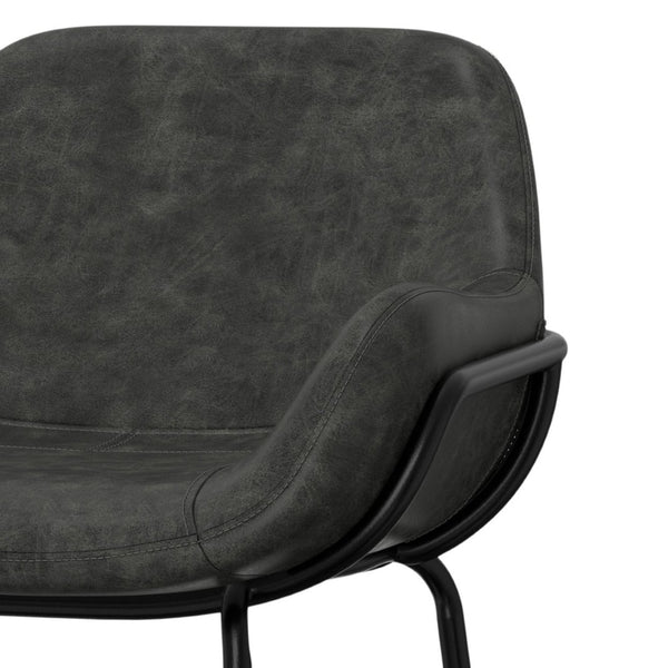 English Elm Mira Industrial Bar Stool Faux Leather Seat Matte Black Frame for Kitchen Islands B136P529270