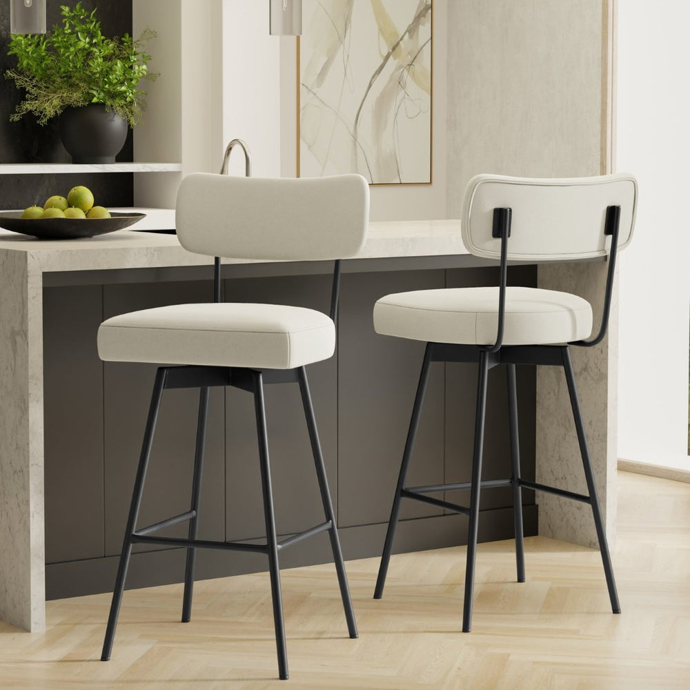 English Elm Giselle Upholstered Swivel Barstools Set of 2 with Foam Padded Seat for Kitchen Island B136P529271