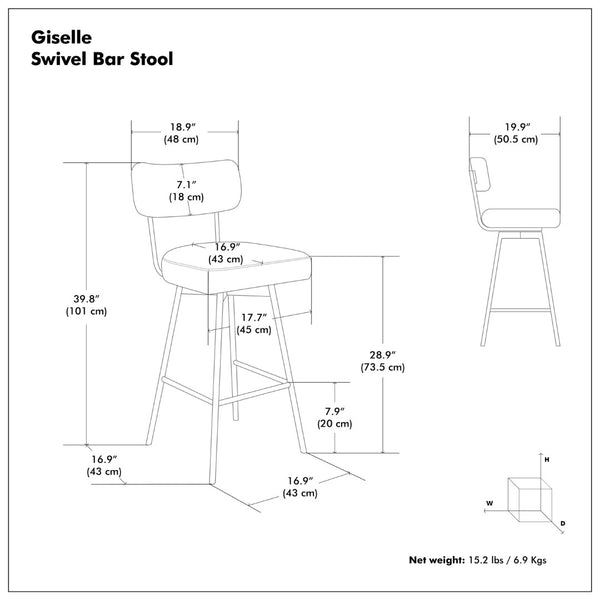 English Elm Giselle Upholstered Swivel Barstools Set of 2 with Foam Padded Seat for Kitchen Island B136P529271