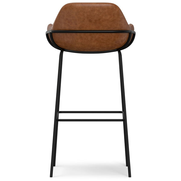 English Elm Mira Faux Leather Bar Stool with Padded Seat and Matte Black Steel Frame B136P529272