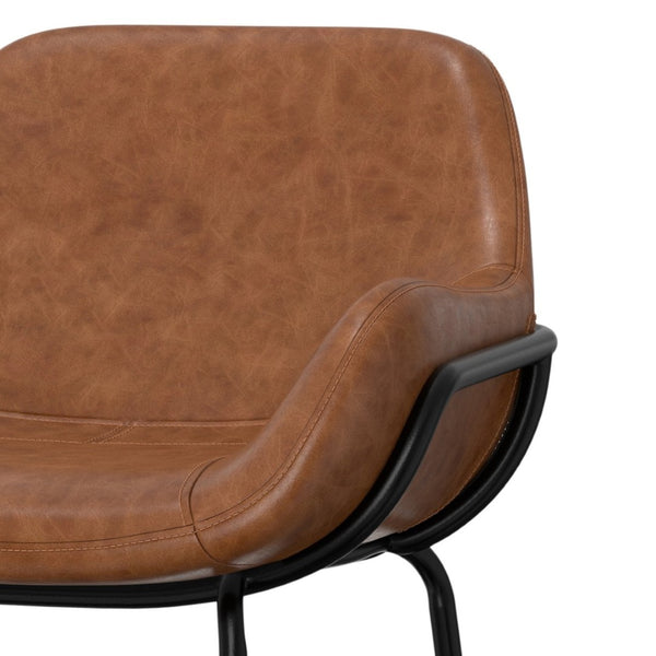 English Elm Mira Faux Leather Bar Stool with Padded Seat and Matte Black Steel Frame B136P529272