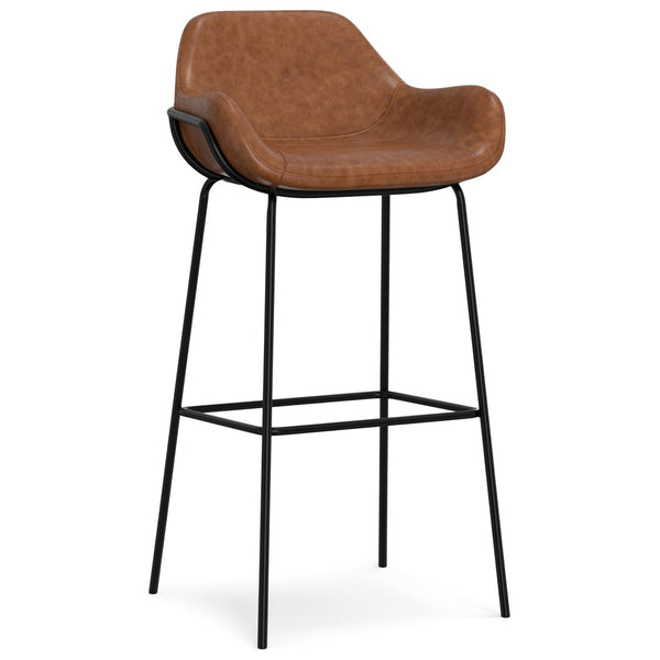 English Elm Mira Faux Leather Bar Stool with Padded Seat and Matte Black Steel Frame B136P529272