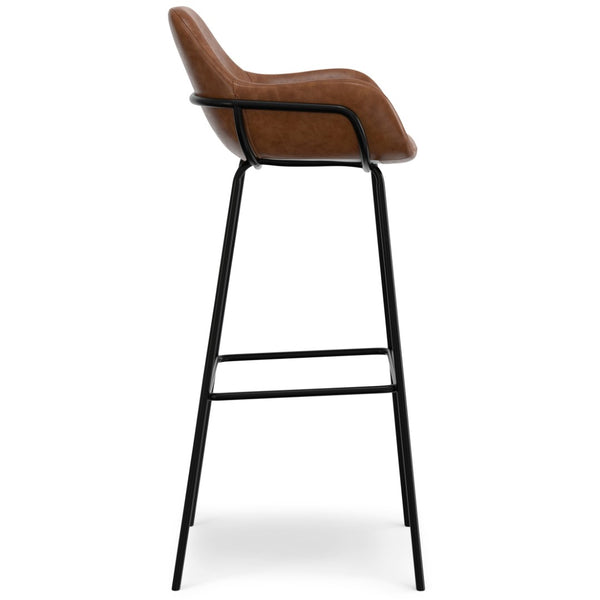 English Elm Mira Faux Leather Bar Stool with Padded Seat and Matte Black Steel Frame B136P529272