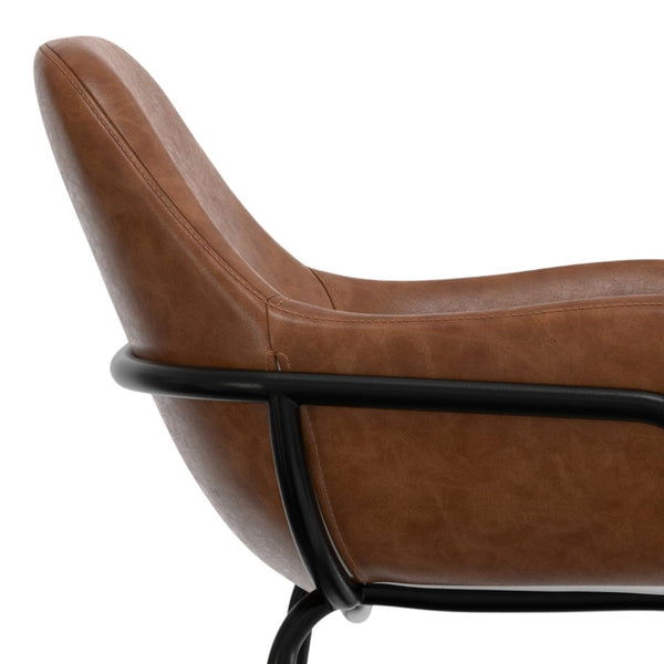 English Elm Mira Faux Leather Bar Stool with Padded Seat and Matte Black Steel Frame B136P529272