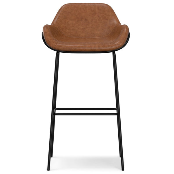 English Elm Mira Faux Leather Bar Stool with Padded Seat and Matte Black Steel Frame B136P529272