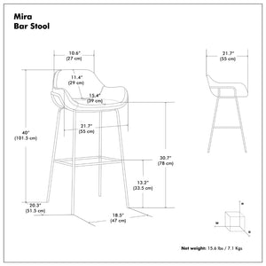 English Elm Mira Faux Leather Bar Stool with Padded Seat and Matte Black Steel Frame B136P529272