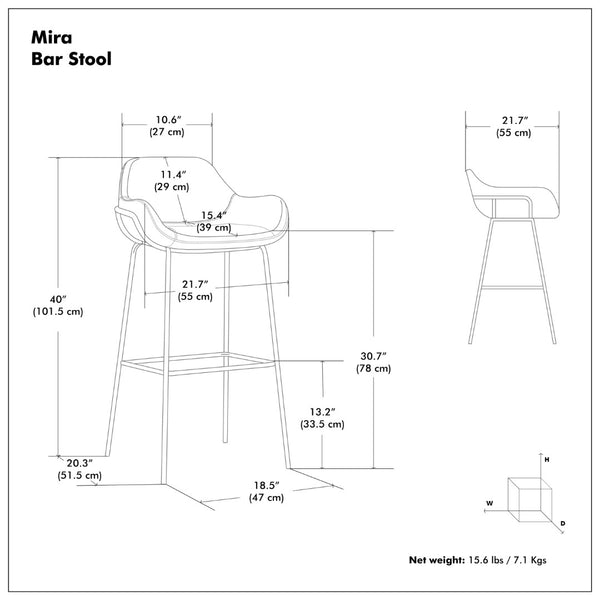 English Elm Mira Faux Leather Bar Stool with Padded Seat and Matte Black Steel Frame B136P529272