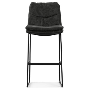 English Elm Danika Tufted Faux Leather Barstools Set Industrial Iron Base Kitchen Island B136P529273