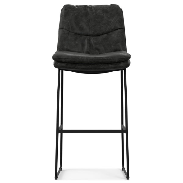 English Elm Danika Tufted Faux Leather Barstools Set Industrial Iron Base Kitchen Island B136P529273