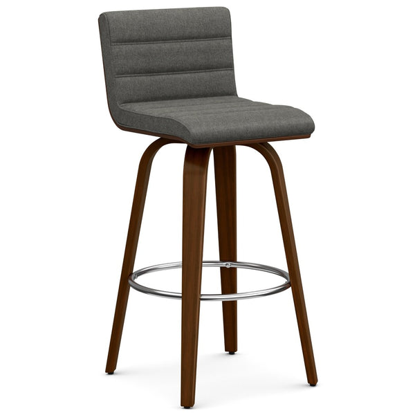 English Elm Roland Swivel Barstool Linen Upholstered Bentwood Mid-century Modern Kitchen Island Seat B136P529274