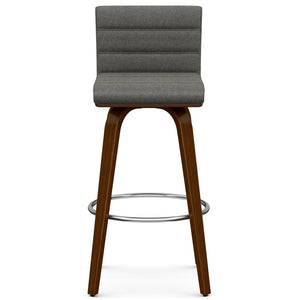 English Elm Roland Swivel Barstool Linen Upholstered Bentwood Mid-century Modern Kitchen Island Seat B136P529274