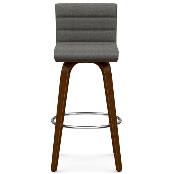 English Elm Roland Swivel Barstool Linen Upholstered Bentwood Mid-century Modern Kitchen Island Seat B136P529274