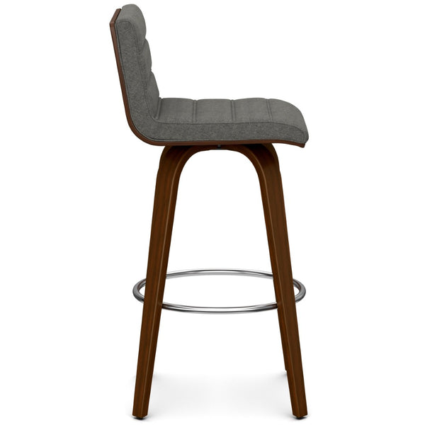 English Elm Roland Swivel Barstool Linen Upholstered Bentwood Mid-century Modern Kitchen Island Seat B136P529274