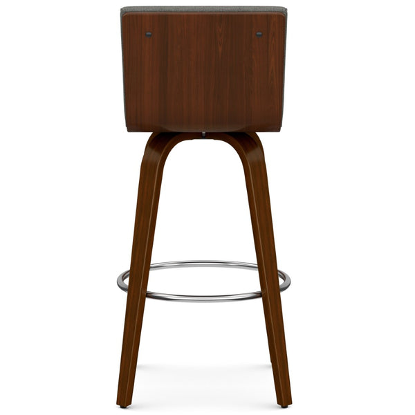 English Elm Roland Swivel Barstool Linen Upholstered Bentwood Mid-century Modern Kitchen Island Seat B136P529274
