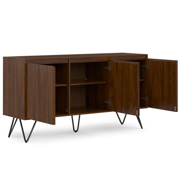 English Elm Hunter Walnut Veneer Sideboard with Hairpin Legs and Concealed Storage for Dining Rooms B136P529275