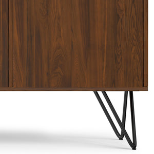 English Elm Hunter Walnut Veneer Sideboard with Hairpin Legs and Concealed Storage for Dining Rooms B136P529275