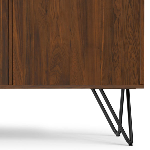 English Elm Hunter Walnut Veneer Sideboard with Hairpin Legs and Concealed Storage for Dining Rooms B136P529275