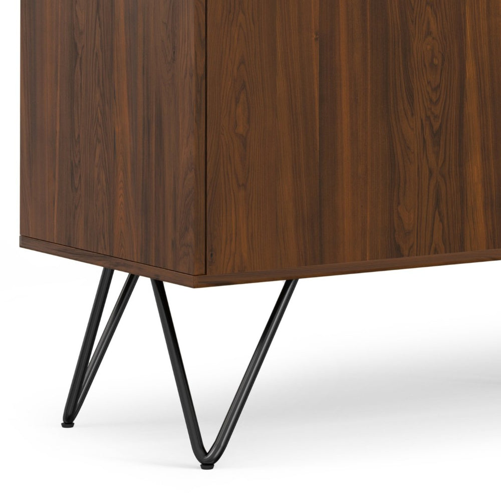 English Elm Hunter Walnut Veneer Sideboard with Hairpin Legs and Concealed Storage for Dining Rooms B136P529275