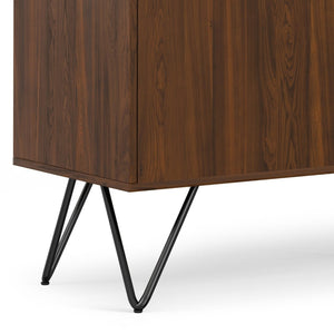 English Elm Hunter Walnut Veneer Sideboard with Hairpin Legs and Concealed Storage for Dining Rooms B136P529275