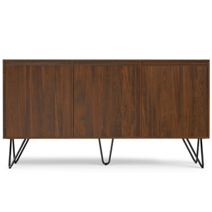 English Elm Hunter Walnut Veneer Sideboard with Hairpin Legs and Concealed Storage for Dining Rooms B136P529275