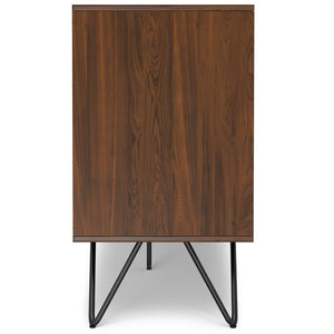 English Elm Hunter Walnut Veneer Sideboard with Hairpin Legs and Concealed Storage for Dining Rooms B136P529275