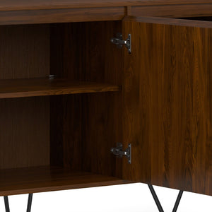 English Elm Hunter Walnut Veneer Sideboard with Hairpin Legs and Concealed Storage for Dining Rooms B136P529275
