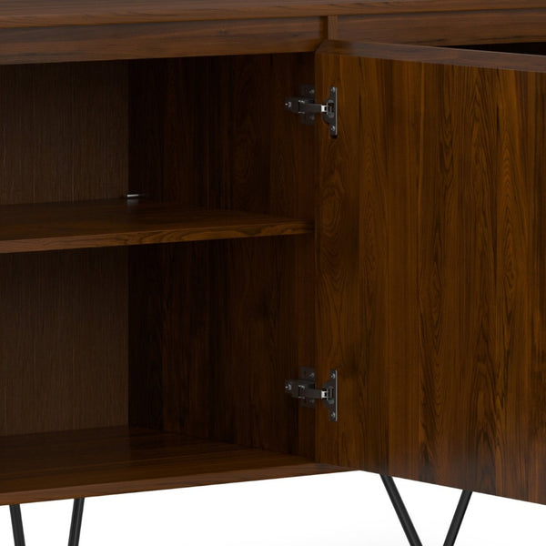 English Elm Hunter Walnut Veneer Sideboard with Hairpin Legs and Concealed Storage for Dining Rooms B136P529275