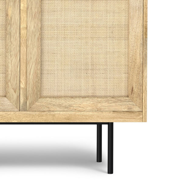 English Elm Reeves Solid Mango Wood Sideboard with Woven Raffia Doors and Iron Base B136P529276
