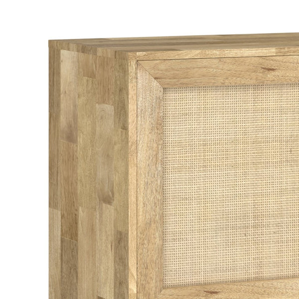 English Elm Reeves Solid Mango Wood Sideboard with Woven Raffia Doors and Iron Base B136P529276