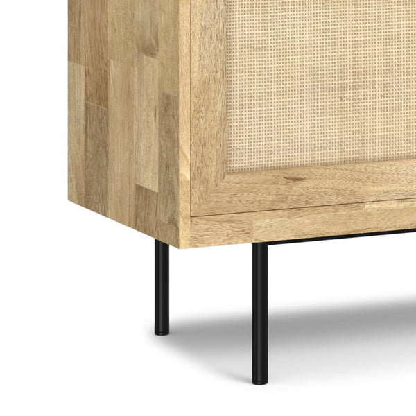 English Elm Reeves Solid Mango Wood Sideboard with Woven Raffia Doors and Iron Base B136P529276