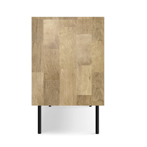 English Elm Reeves Solid Mango Wood Sideboard with Woven Raffia Doors and Iron Base B136P529276