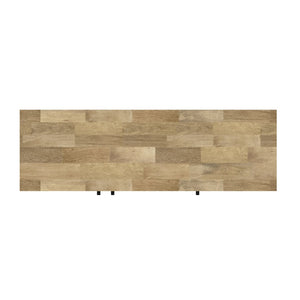 English Elm Reeves Solid Mango Wood Sideboard with Woven Raffia Doors and Iron Base B136P529276