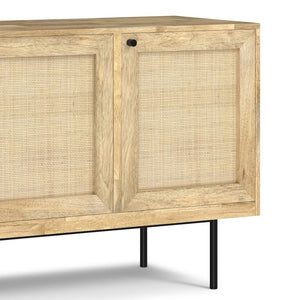 English Elm Reeves Solid Mango Wood Sideboard with Woven Raffia Doors and Iron Base B136P529276