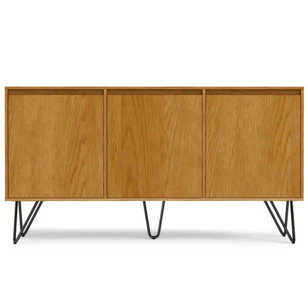 English Elm Hunter Oak Veneer Sideboard with Hairpin Legs for Modern Dining Room Storage B136P529277