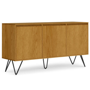 English Elm Hunter Oak Veneer Sideboard with Hairpin Legs for Modern Dining Room Storage B136P529277
