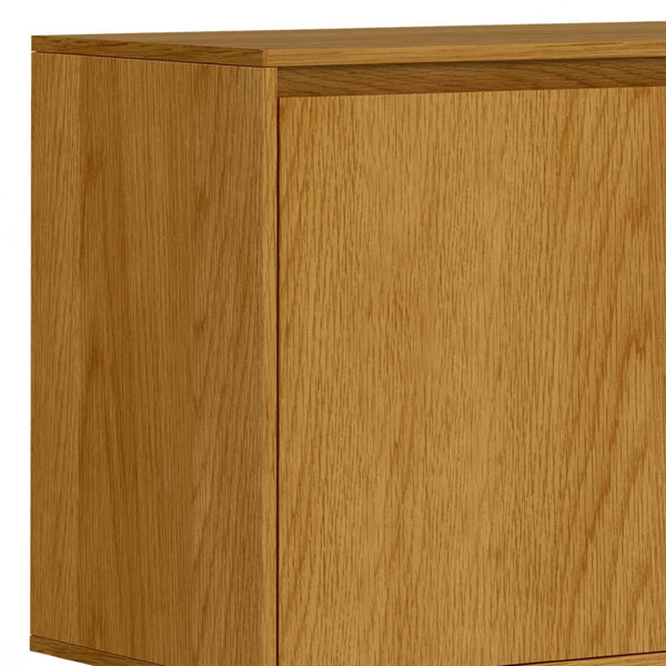 English Elm Hunter Oak Veneer Sideboard with Hairpin Legs for Modern Dining Room Storage B136P529277